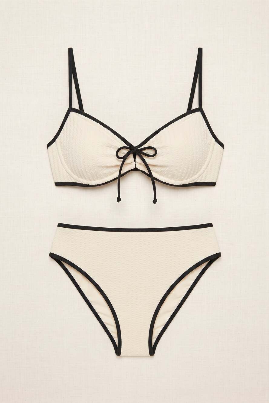 Vivola Women's Bikini Sets Color Block Two Piece Swimsuit Beige Size Medium